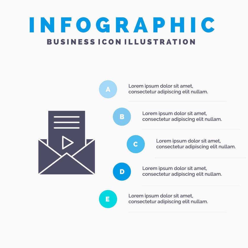 Mail Message Sms Video Player Solid Icon Infographics 5 Steps Presentation Background vector