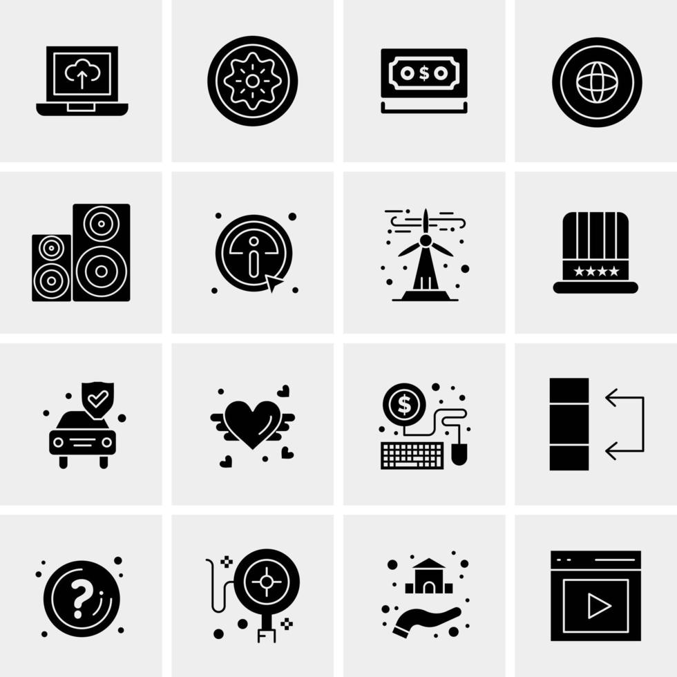 16 iconos de negocios universales vector ilustración de icono creativo para usar en proyectos relacionados con la web y dispositivos móviles