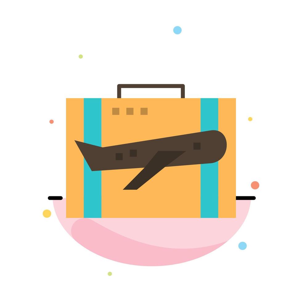 Travel Baggage Business Case Luggage Portfolio Suitcase Abstract Flat Color Icon Template vector