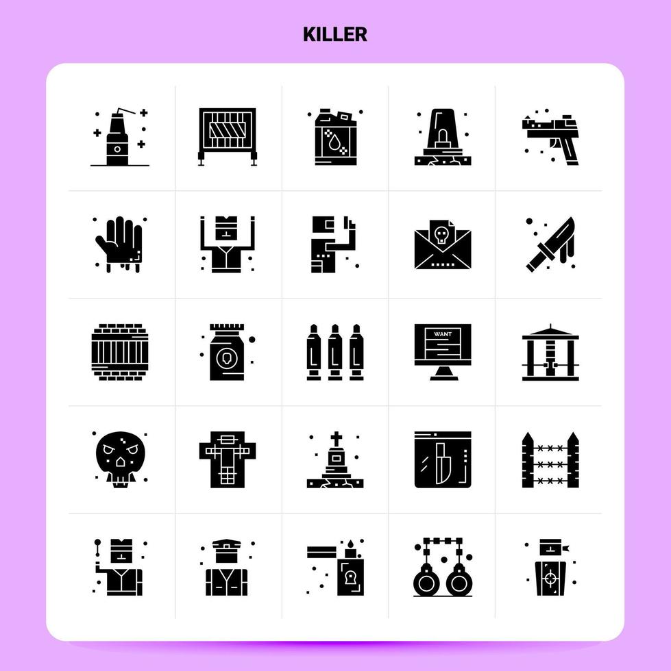 Solid 25 Killer Icon set Vector Glyph Style Design Black Icons Set Web and Mobile Business ideas design Vector Illustration