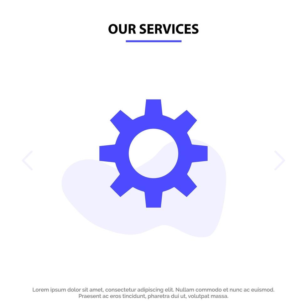 Our Services Romzicon Setting Gear Solid Glyph Icon Web card Template vector