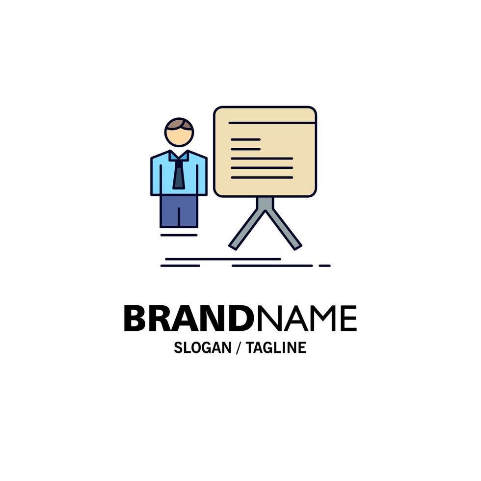 presentation businessman chart graph progress Flat Color Icon Vector