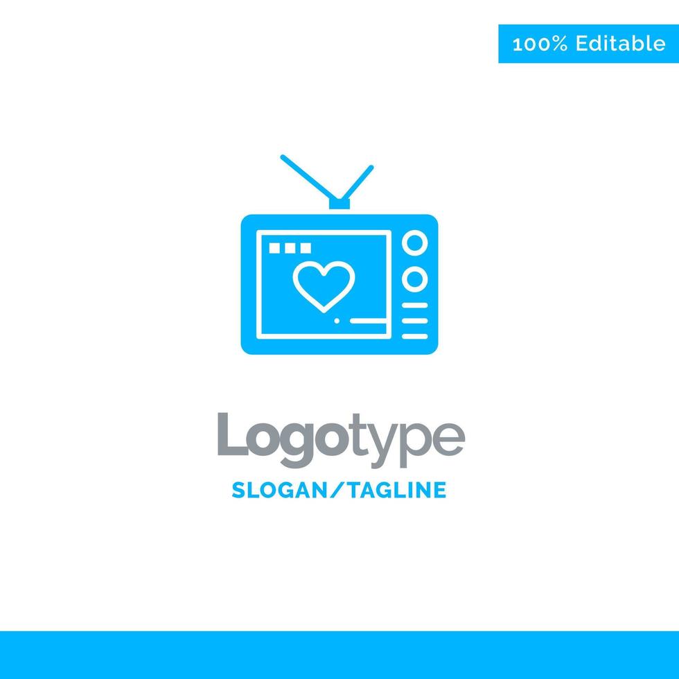 televisión amor san valentín película azul sólido logotipo plantilla lugar para eslogan vector