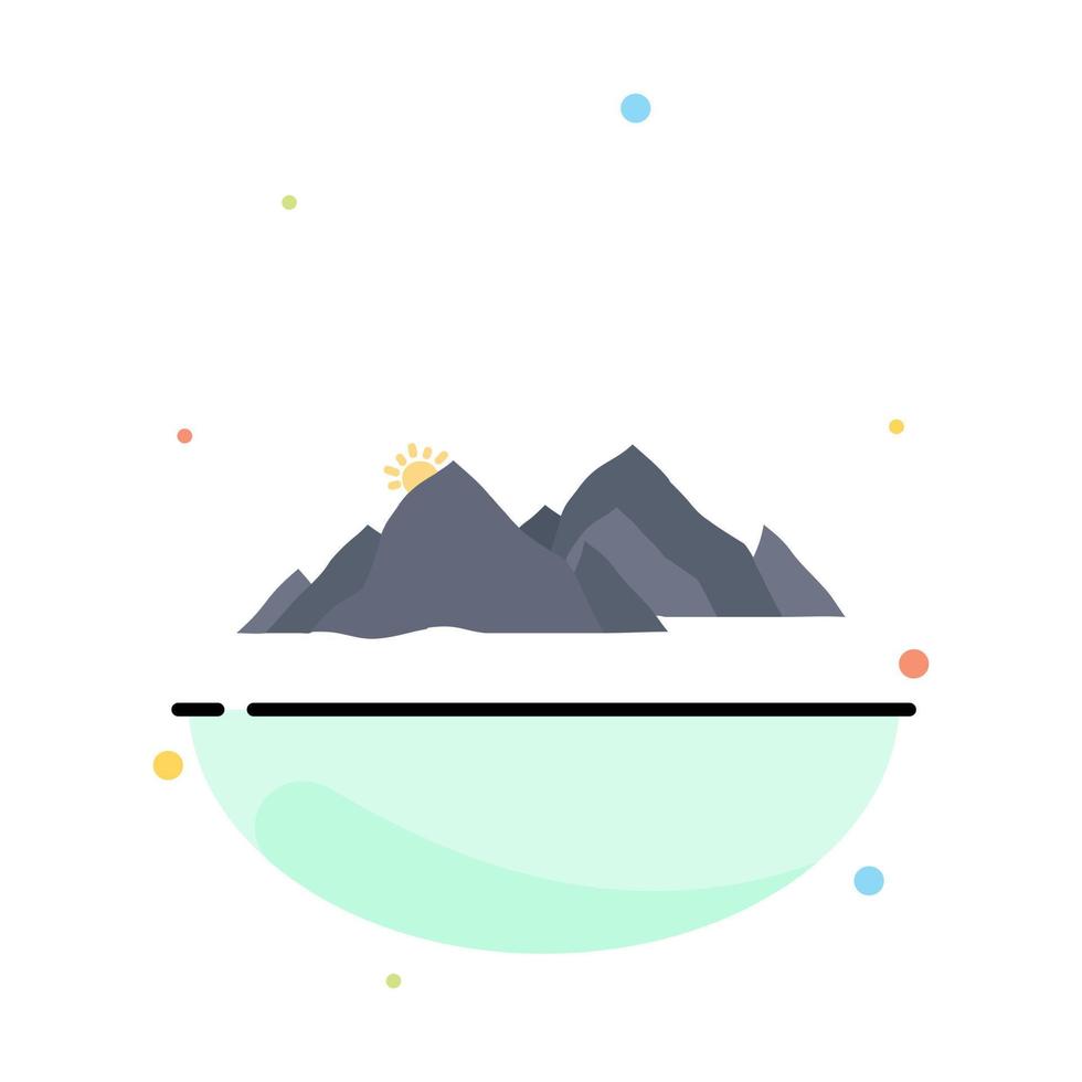mountain landscape hill nature scene Flat Color Icon Vector