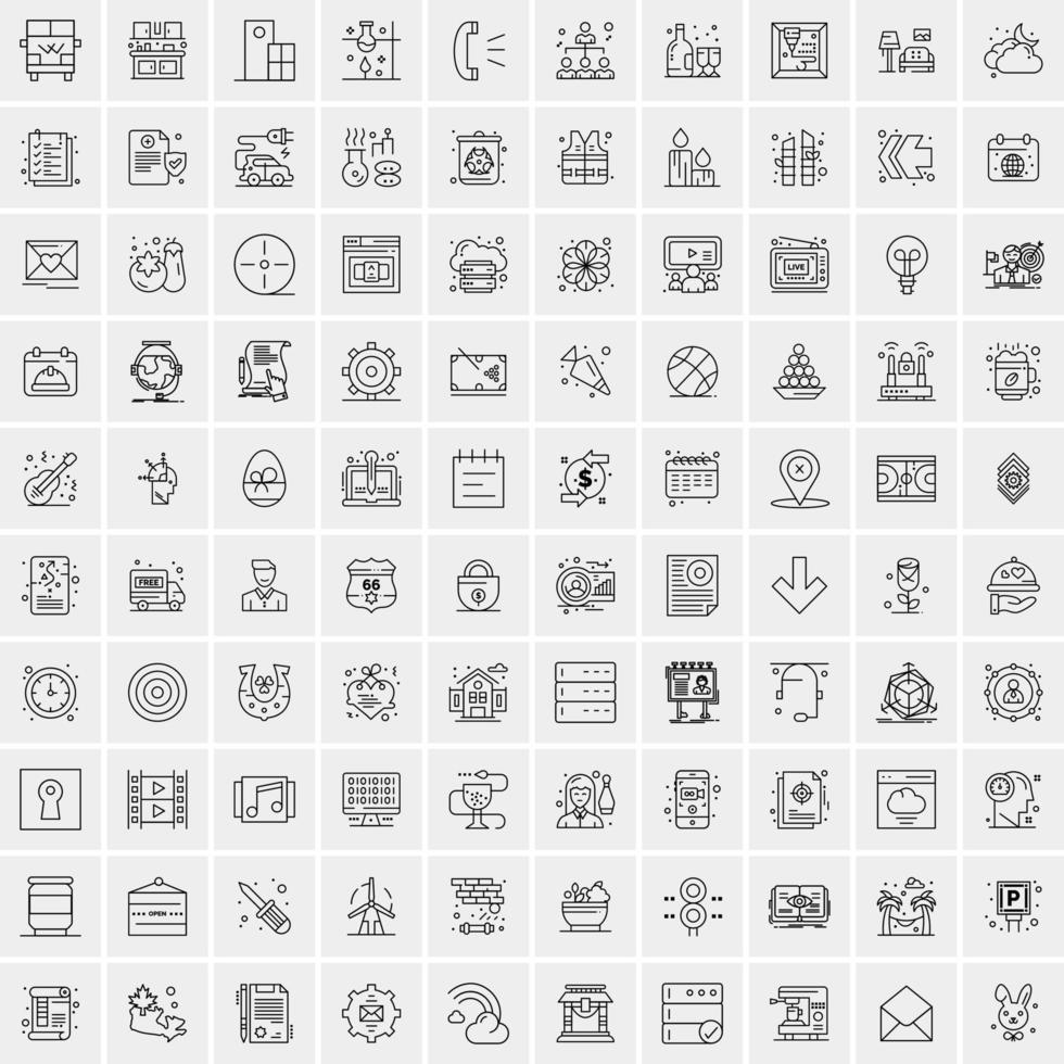 Pack of 100 Universal Line Icons for Mobile and Web vector