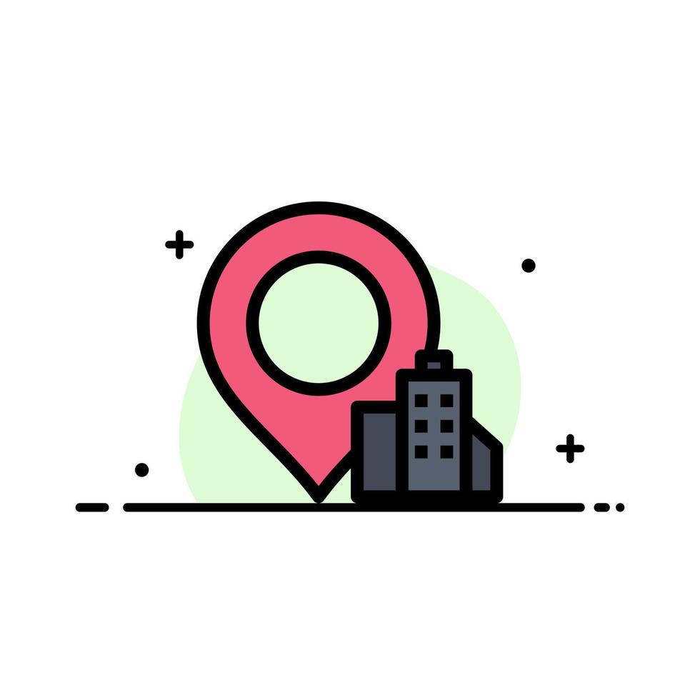 Location Building Hotel  Business Flat Line Filled Icon Vector Banner Template