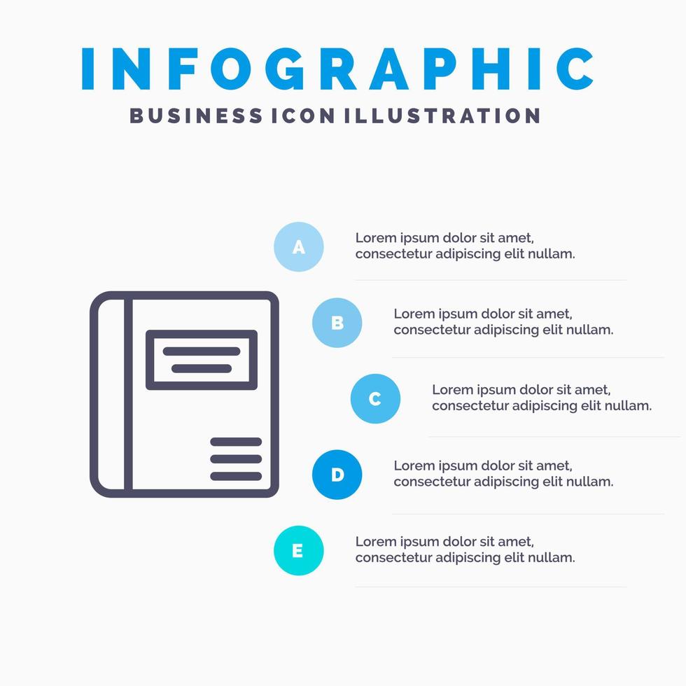 Book Education Medical Book Medical Line icon with 5 steps presentation infographics Background vector