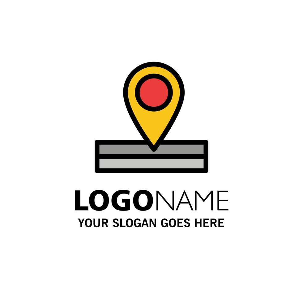 Map Location Place Business Logo Template Flat Color vector