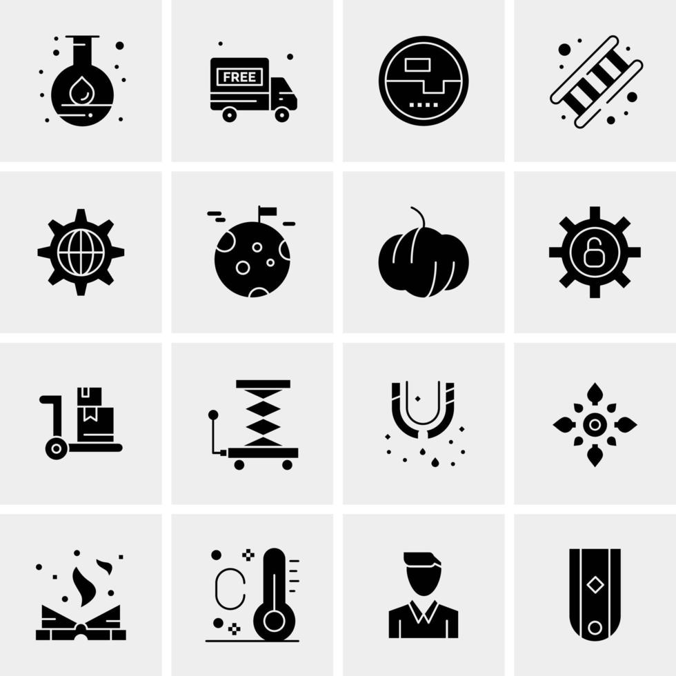 16 iconos de negocios universales vector ilustración de icono creativo para usar en proyectos relacionados con la web y dispositivos móviles