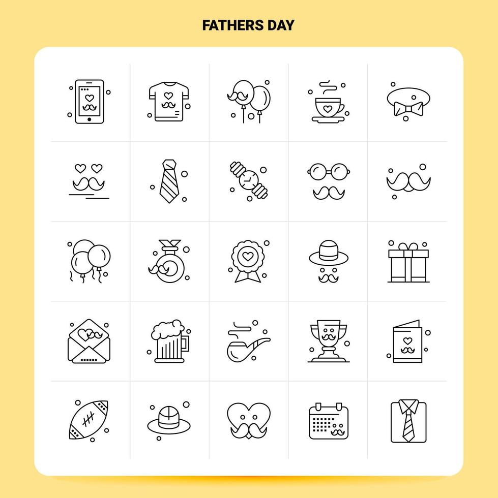 OutLine 25 Fathers Day Icon set Vector Line Style Design Black Icons Set Linear pictogram pack Web and Mobile Business ideas design Vector Illustration