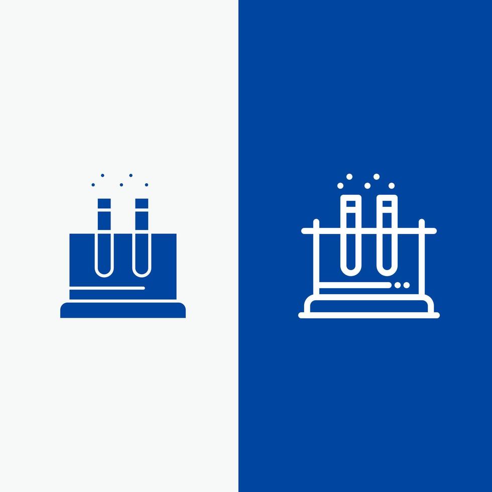 Lab Test Tube Science Line and Glyph Solid icon Blue banner Line and Glyph Solid icon Blue banner vector