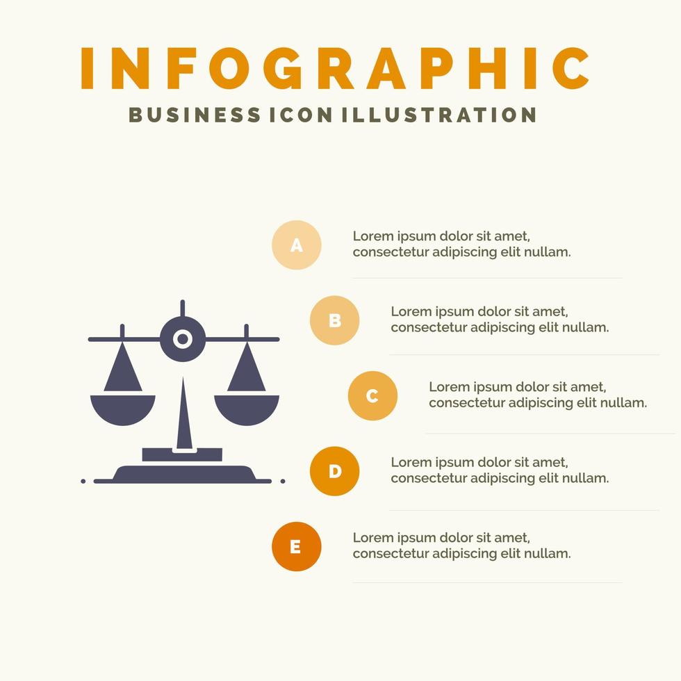 balance irlanda ley sólido icono infografía 5 pasos presentación antecedentes vector