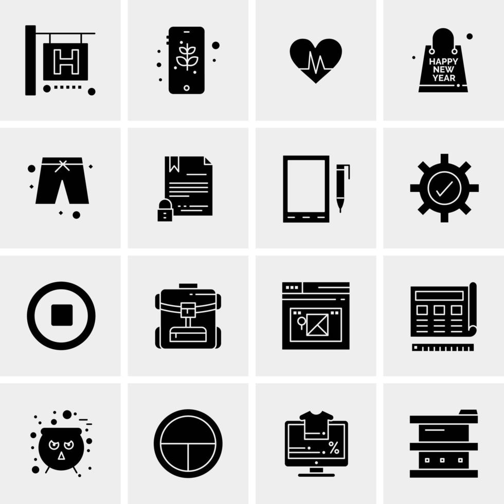 16 iconos de negocios universales vector ilustración de icono creativo para usar en proyectos relacionados con la web y dispositivos móviles