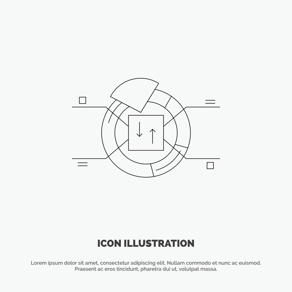 Pie Chart Report Percentage Line Icon Vector