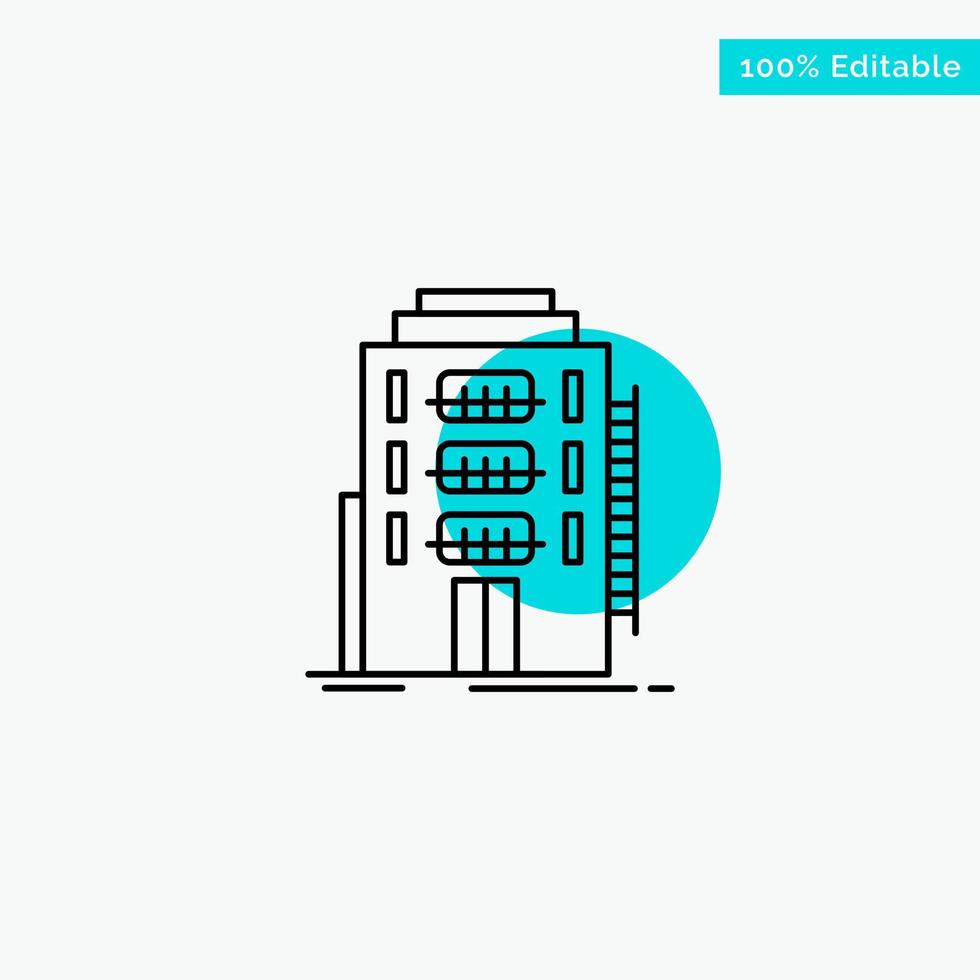 Building City Dormitory Hostel Hotel turquoise highlight circle point Vector icon