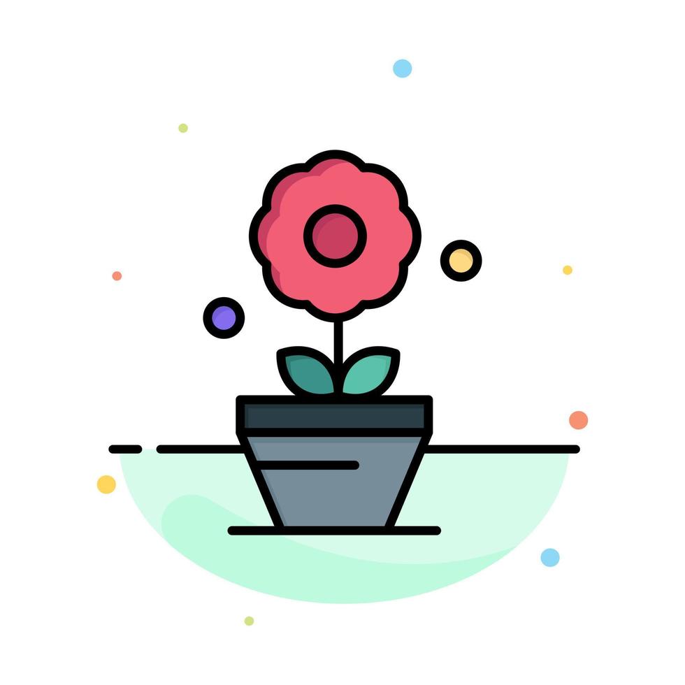 Plant Growth Flower Abstract Flat Color Icon Template vector