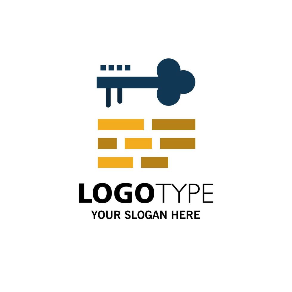 Key Lock Layout Login Business Logo Template Flat Color vector