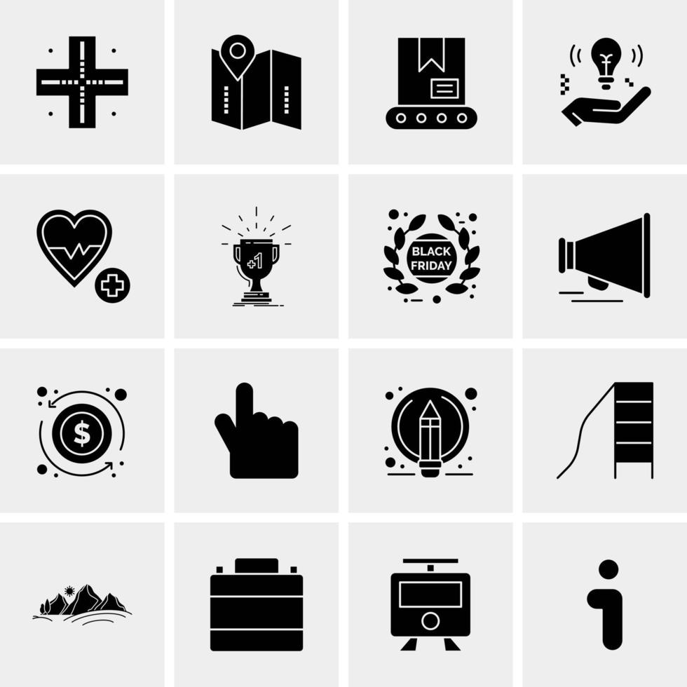 16 iconos de negocios universales vector ilustración de icono creativo para usar en proyectos relacionados con la web y dispositivos móviles