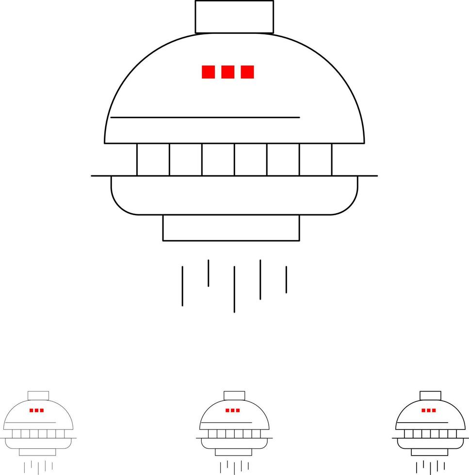 Space Shuttle Spacecraft Ufo Bold and thin black line icon set vector
