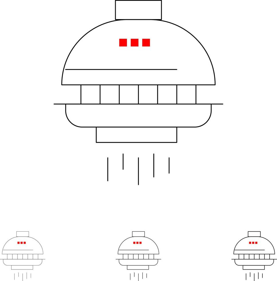 transbordador espacial nave espacial ovni audaz y delgada línea negra conjunto de iconos vector