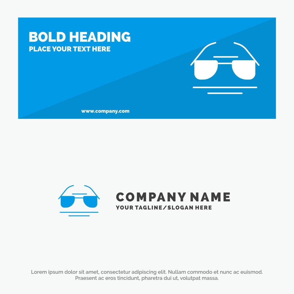 Glasses Eye View Spring SOlid Icon Website Banner and Business Logo Template vector