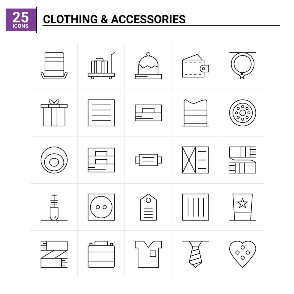 25 Clothing Accessories icon set vector background