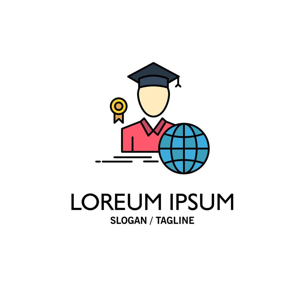Graduation Avatar Graduate Scholar Business Logo Template Flat Color vector