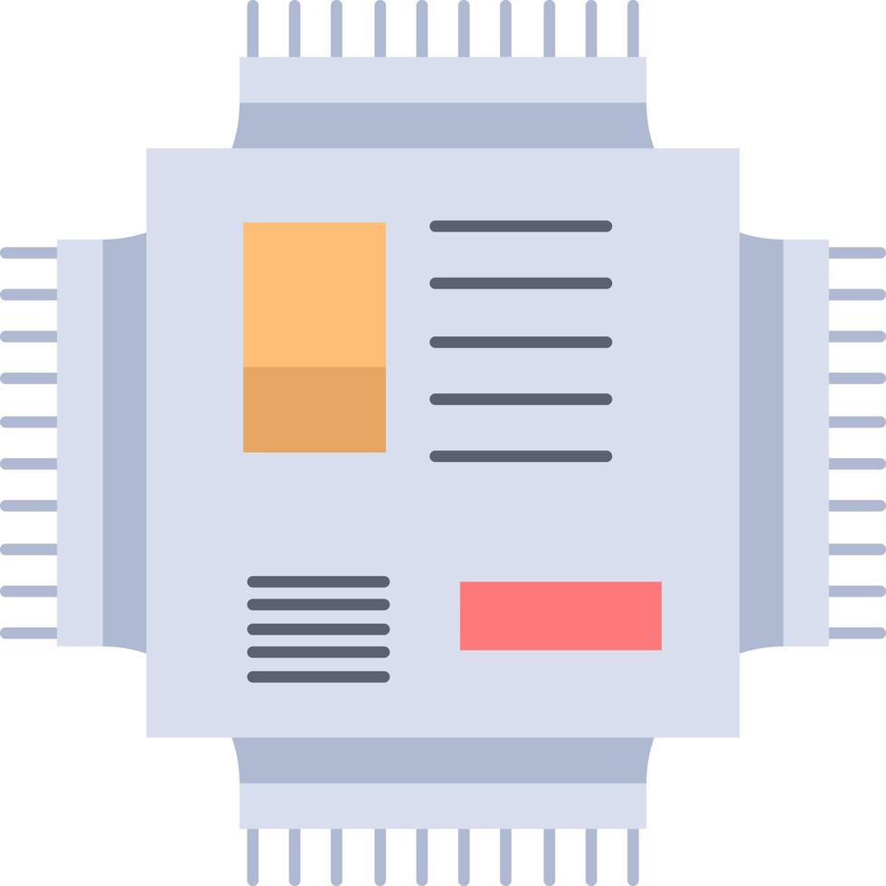 chip cpu microchip procesador tecnología color plano icono vector