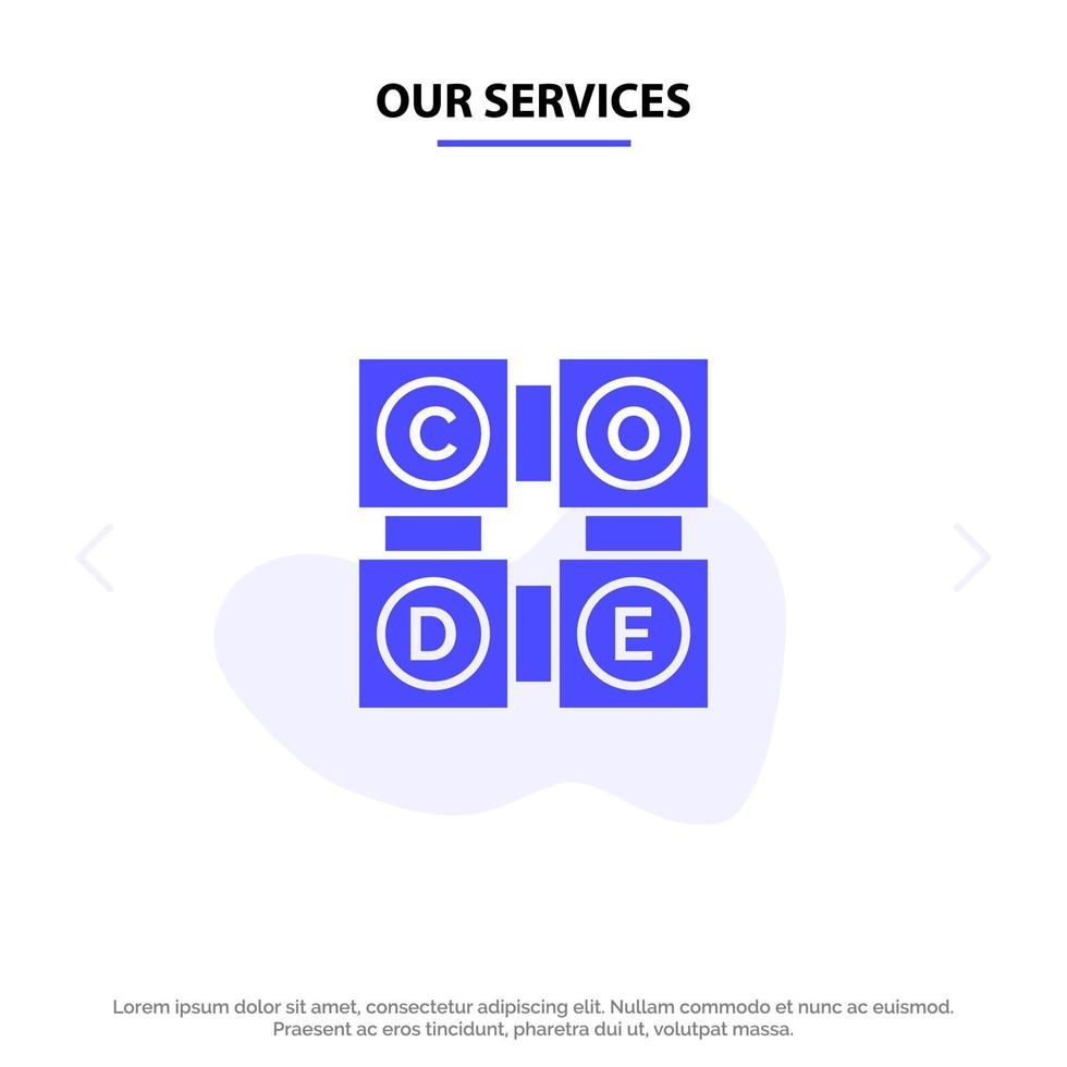 Our Services Code Learning Code Learning Education Solid Glyph Icon Web card Template vector