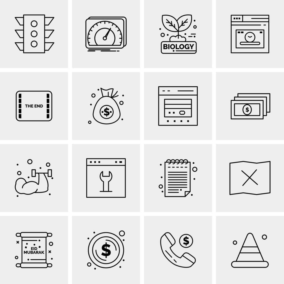 16 iconos de negocios universales vector ilustración de icono creativo para usar en proyectos relacionados con la web y dispositivos móviles