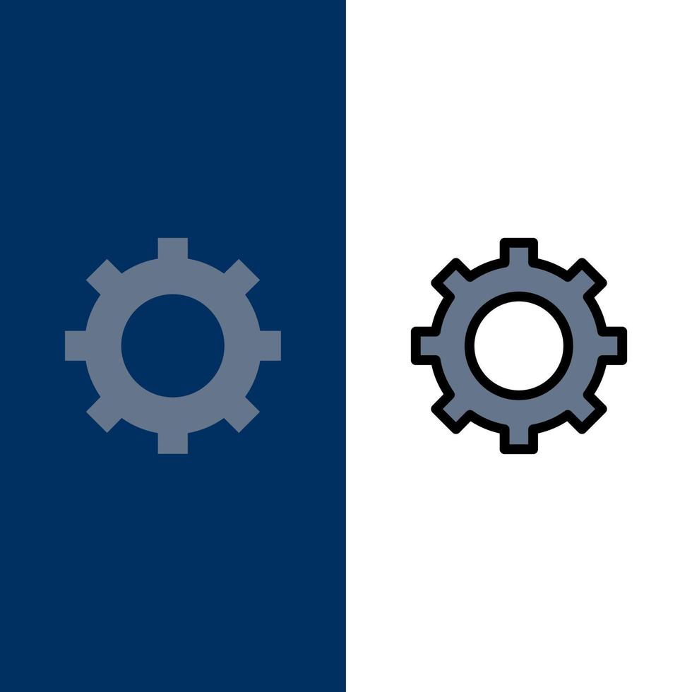 Cog Setting Gear  Icons Flat and Line Filled Icon Set Vector Blue Background