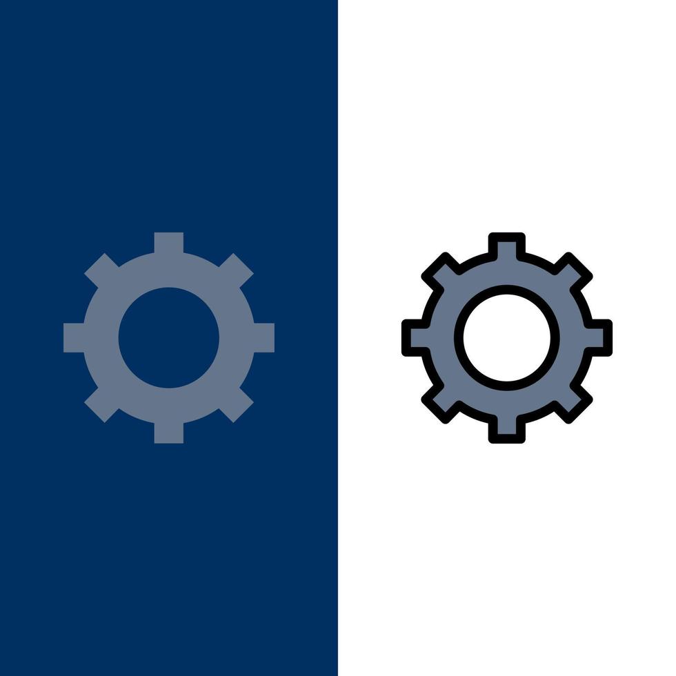 Cog Setting Gear  Icons Flat and Line Filled Icon Set Vector Blue Background