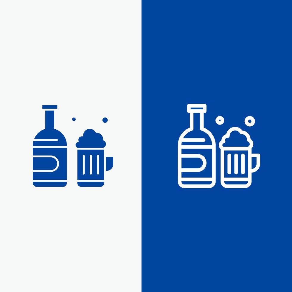 Bottle Beer Cup Canada Line and Glyph Solid icon Blue banner Line and Glyph Solid icon Blue banner vector