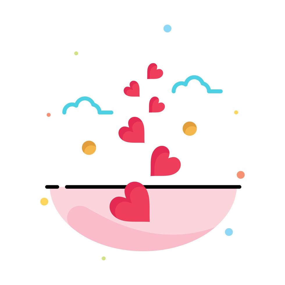 Hearts Love Loving Wedding Abstract Flat Color Icon Template vector