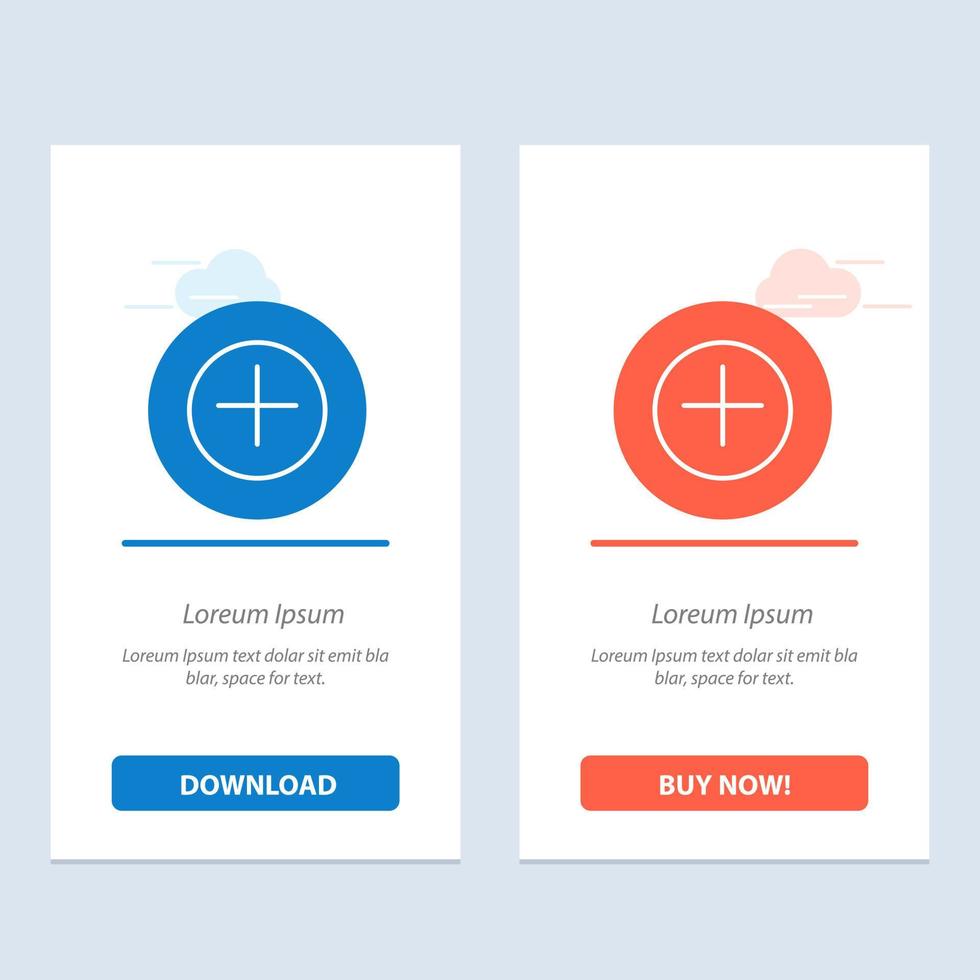 Add More Plus  Blue and Red Download and Buy Now web Widget Card Template vector