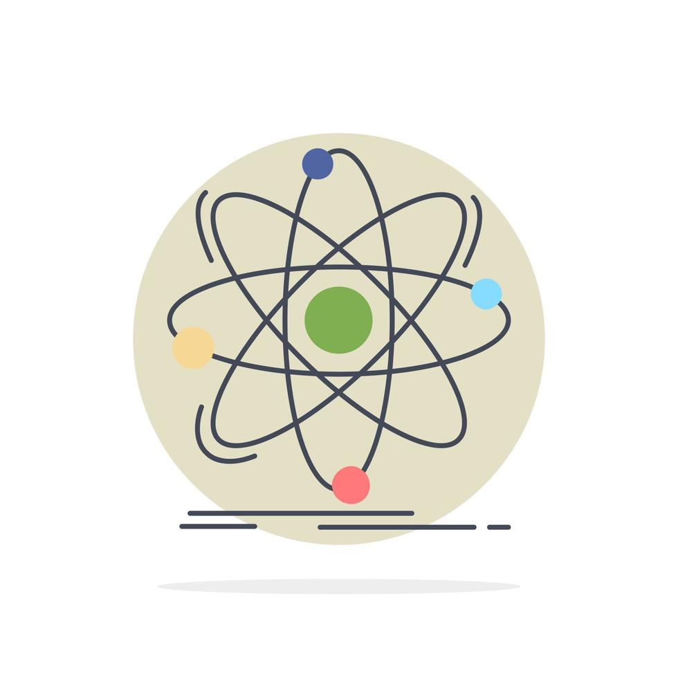 Atom science chemistry Physics nuclear Flat Color Icon Vector