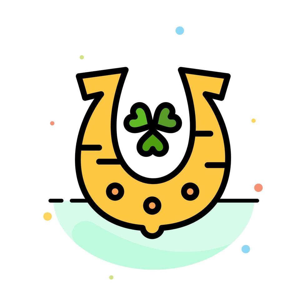 Clover Golden Horseshoe Luck Abstract Flat Color Icon Template vector