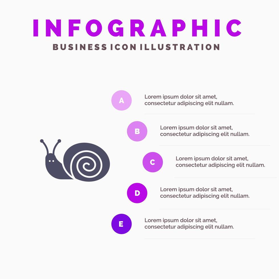 Bug Easter Snail Spring Solid Icon Infographics 5 Steps Presentation Background vector