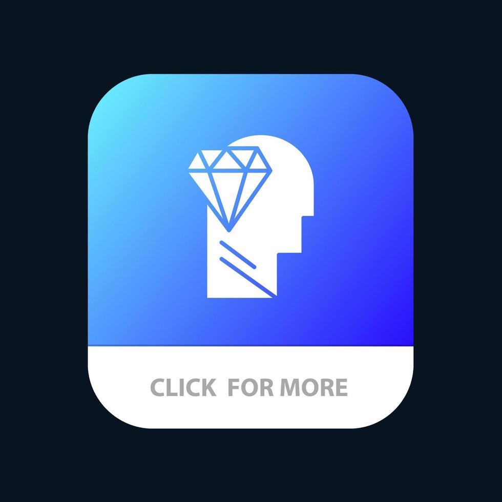 Mind Perfection Diamond Head Mobile App Button Android and IOS Glyph Version vector