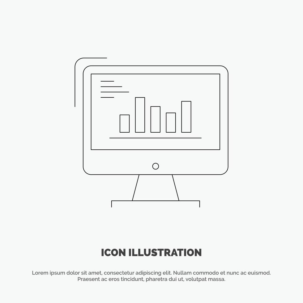 Chart Analytics Business Computer Diagram Marketing Trends Line Icon Vector