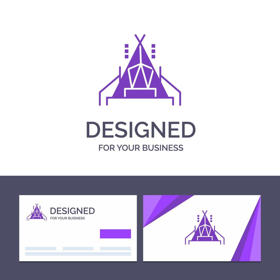 Creative Business Card and Logo template Camp Tent Camping Vector Illustration