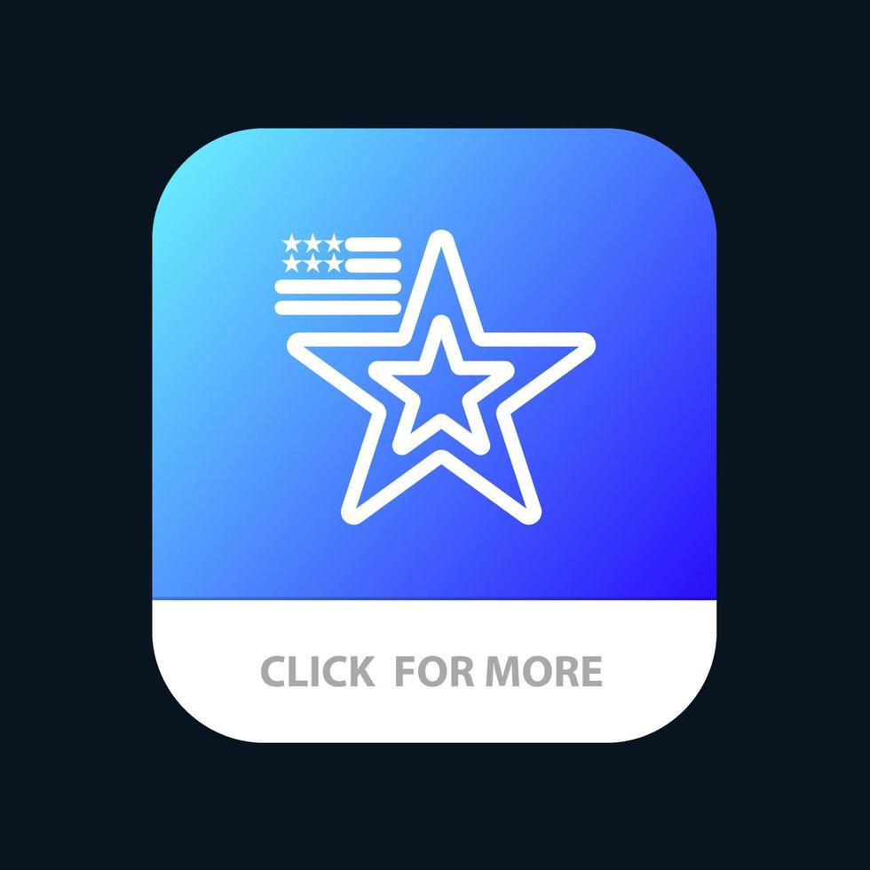 Star American Flag Usa Mobile App Button Android and IOS Line Version vector