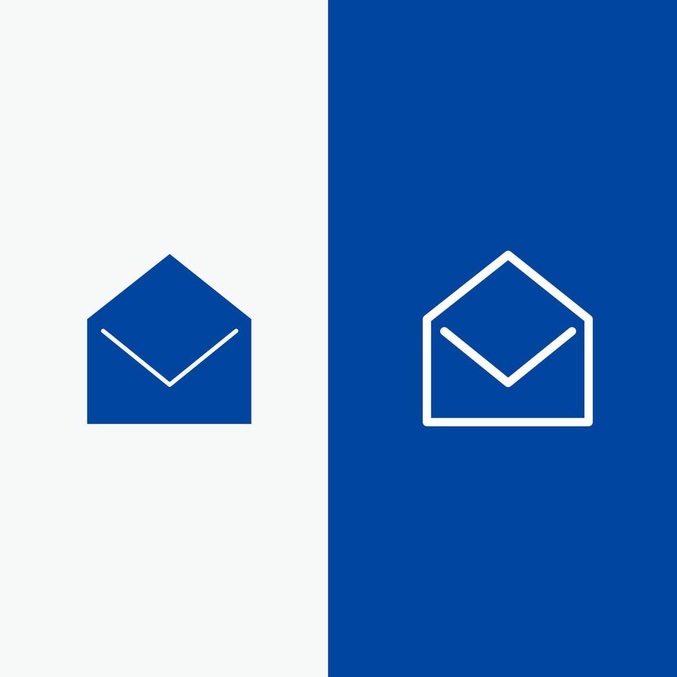 Business Mail Message Open Line and Glyph Solid icon Blue banner Line and Glyph Solid icon Blue banner vector