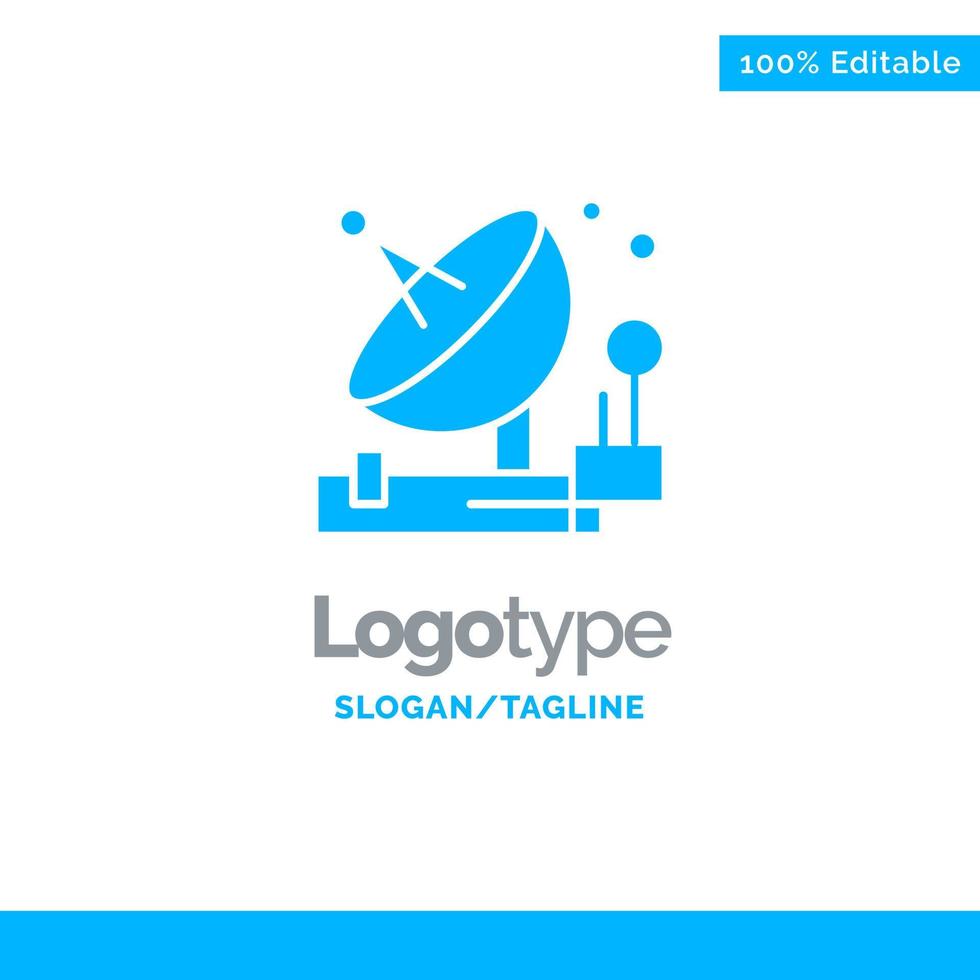 antena comunicación parabólico satélite espacio azul sólido logotipo plantilla lugar para eslogan vector