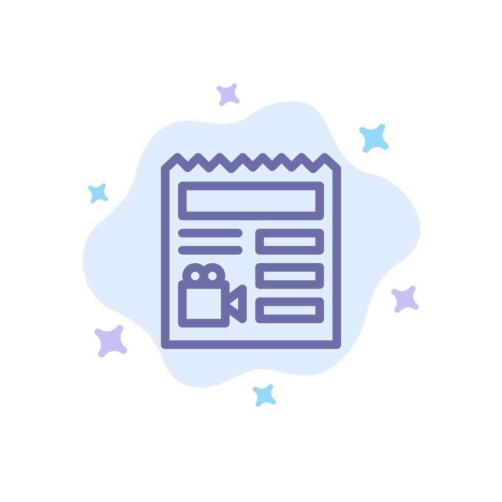 Document Basic Video Camera Blue Icon on Abstract Cloud Background vector