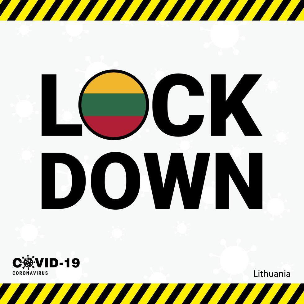 Coronavirus Lithuania Lock DOwn Typography with country flag Coronavirus pandemic Lock Down Design vector