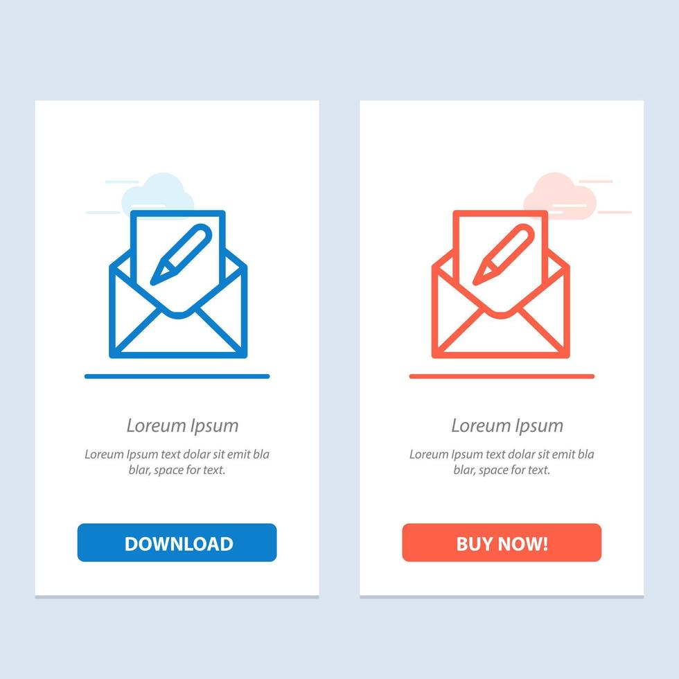 Compose Edit Email Envelope Mail  Blue and Red Download and Buy Now web Widget Card Template vector