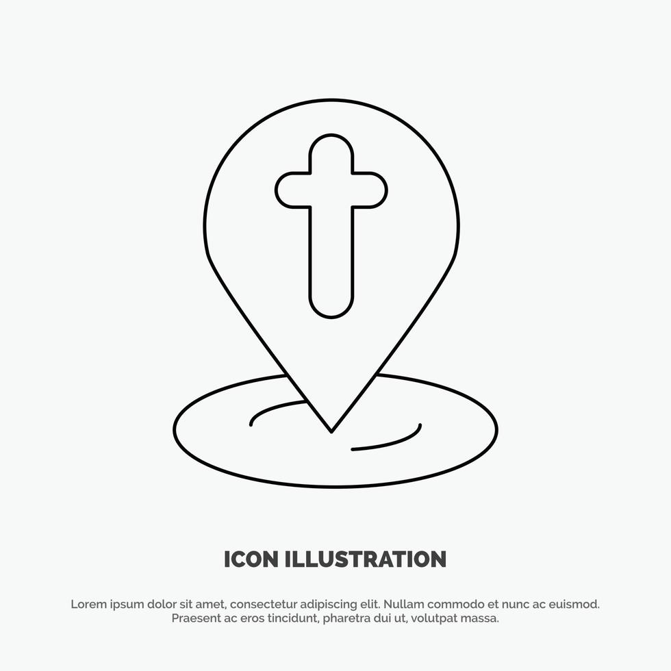 Location Map Easter Pin Line Icon Vector