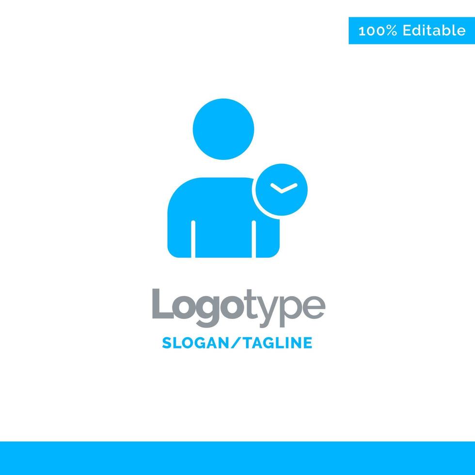 Man User Time Basic Blue Solid Logo Template Place for Tagline vector