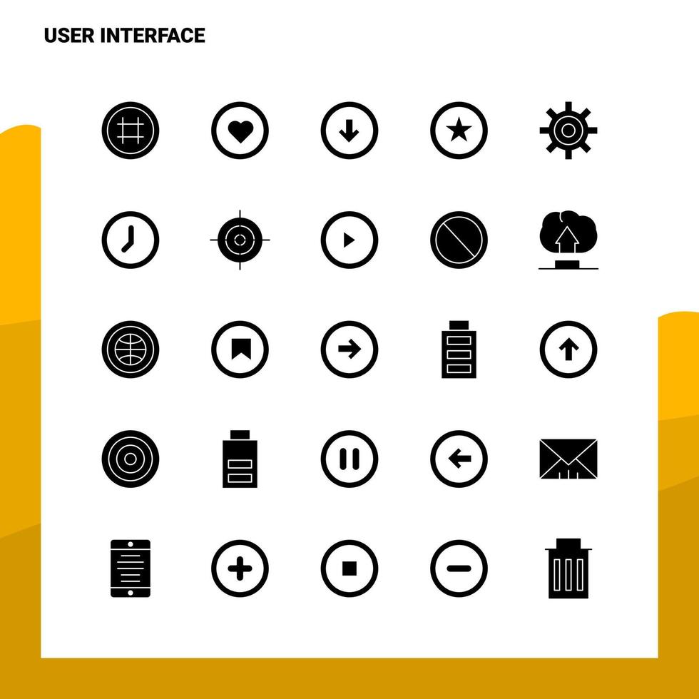 25 conjunto de iconos de interfaz de usuario plantilla de ilustración de vector de icono de glifo sólido para ideas web y móviles para empresa comercial